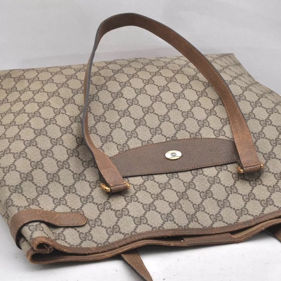 AUTH GUCCI Vintage Gucci GG Monogram Large Shoulder Bag Tote - Picture 5 of 13
